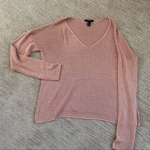 Forever 21 Dusty Rose Loose V Neck Knit Sweater Womens Large